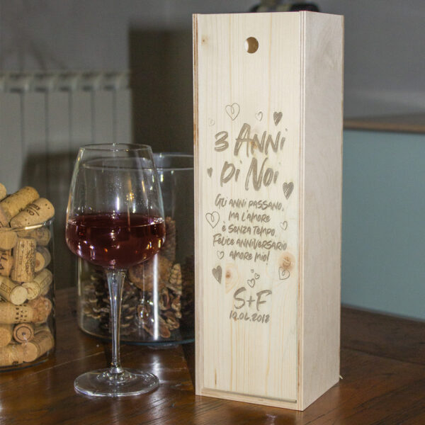 cassetta porta vino personalizzabile, anniversario fidanzati