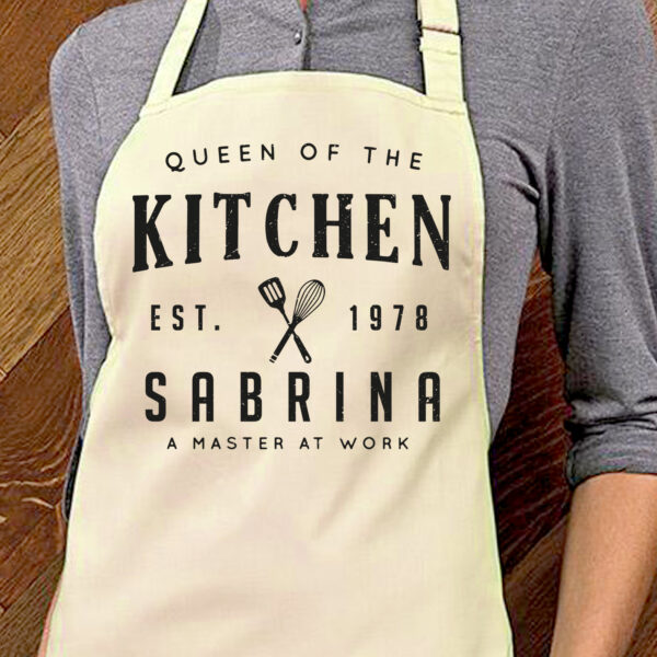 grembiule personalizzato "queen of the kitchen", beige