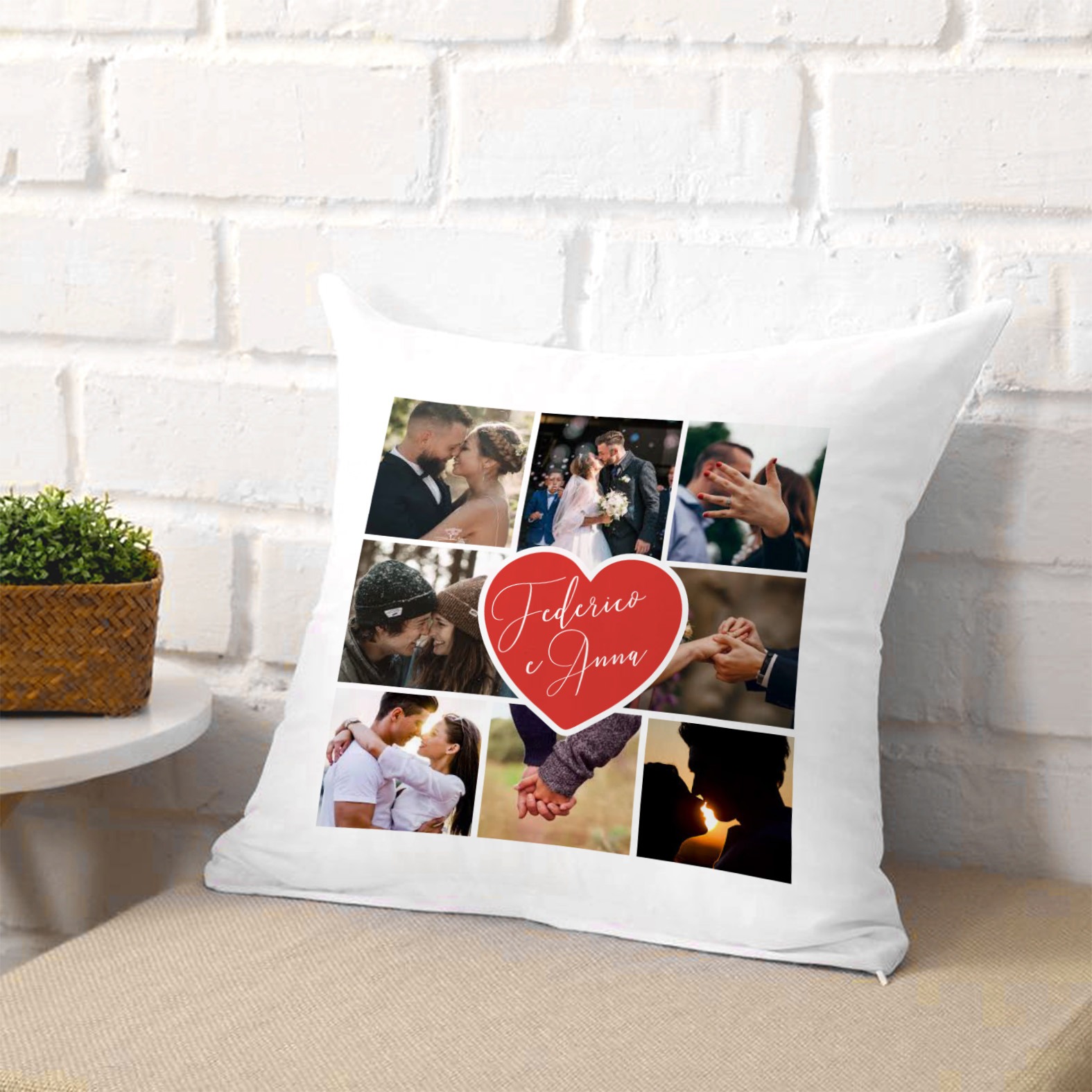 Cuscino Personalizzato con Foto e Nomi - Idea Regalo Anniversario