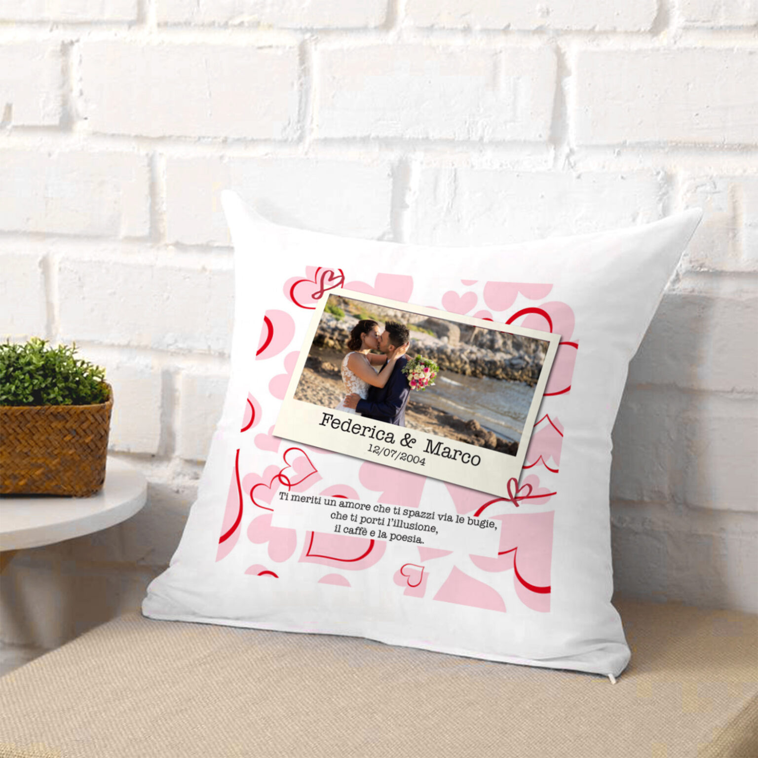 Fodera Per Cuscino Personalizzabile Con Arcobaleno E Testo A Scelta, Colore Naturale, SpecialMe