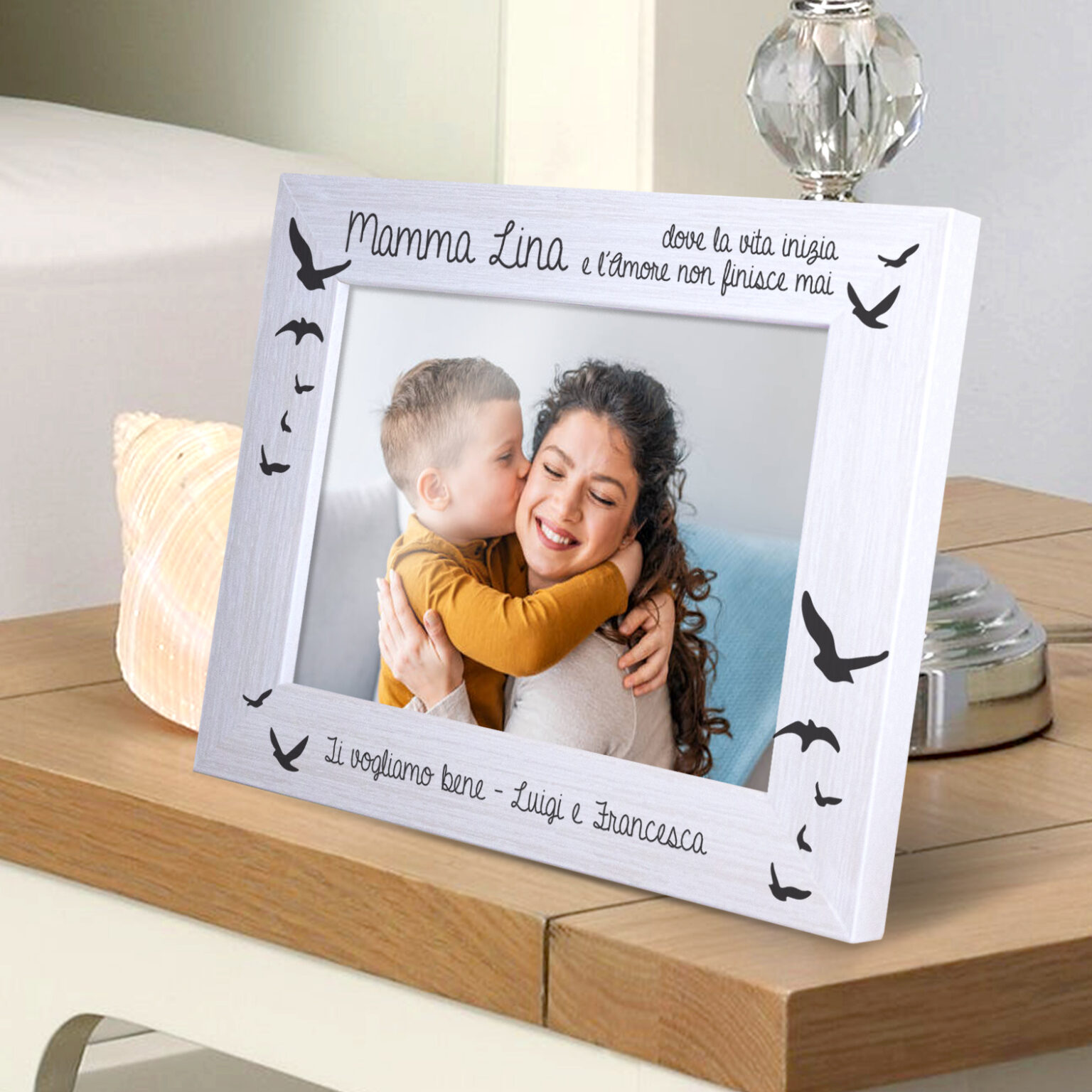 Cornice portafoto in legno personalizzata - Regalo per la festa della
