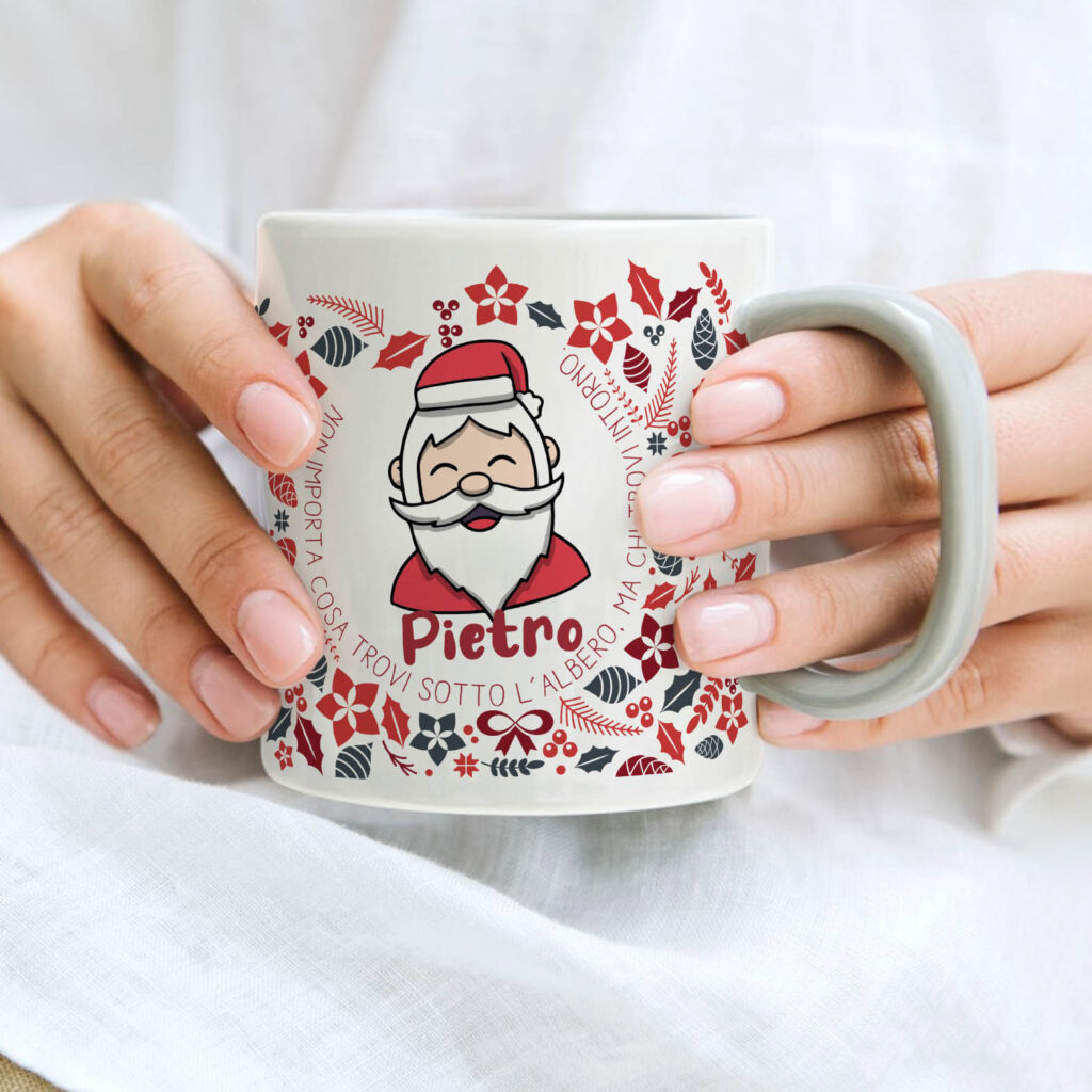 pensierini di natale, tazza personalizzata