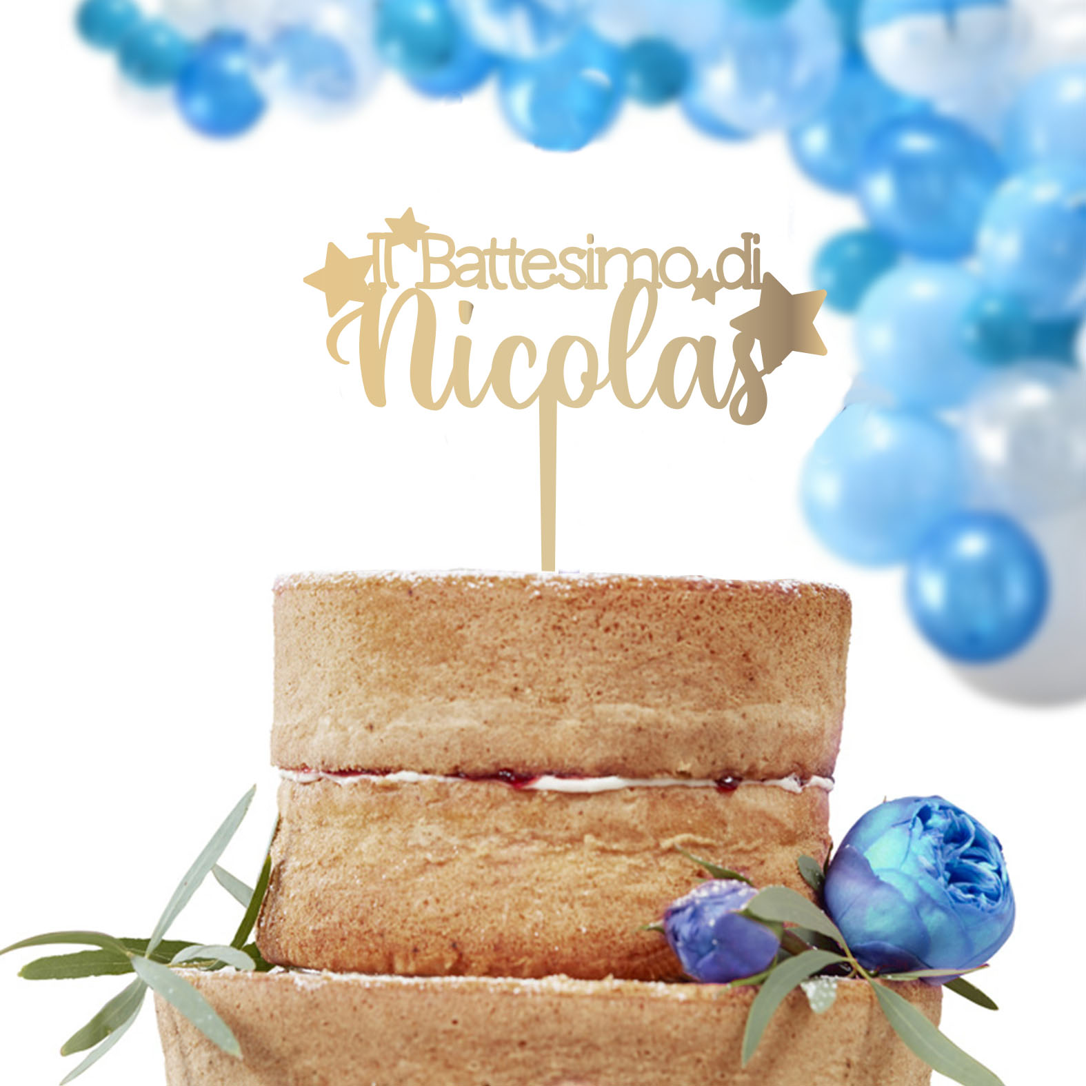 B Paper - Cake topper Battesimo Bambino