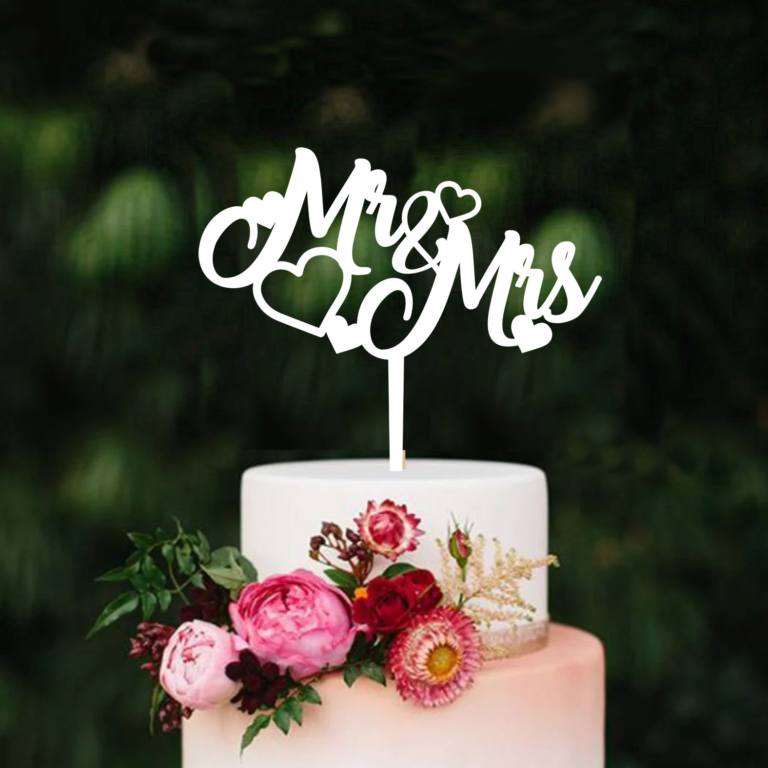 B Paper - Cake topper Matrimonio - Mr & Mrs Heart