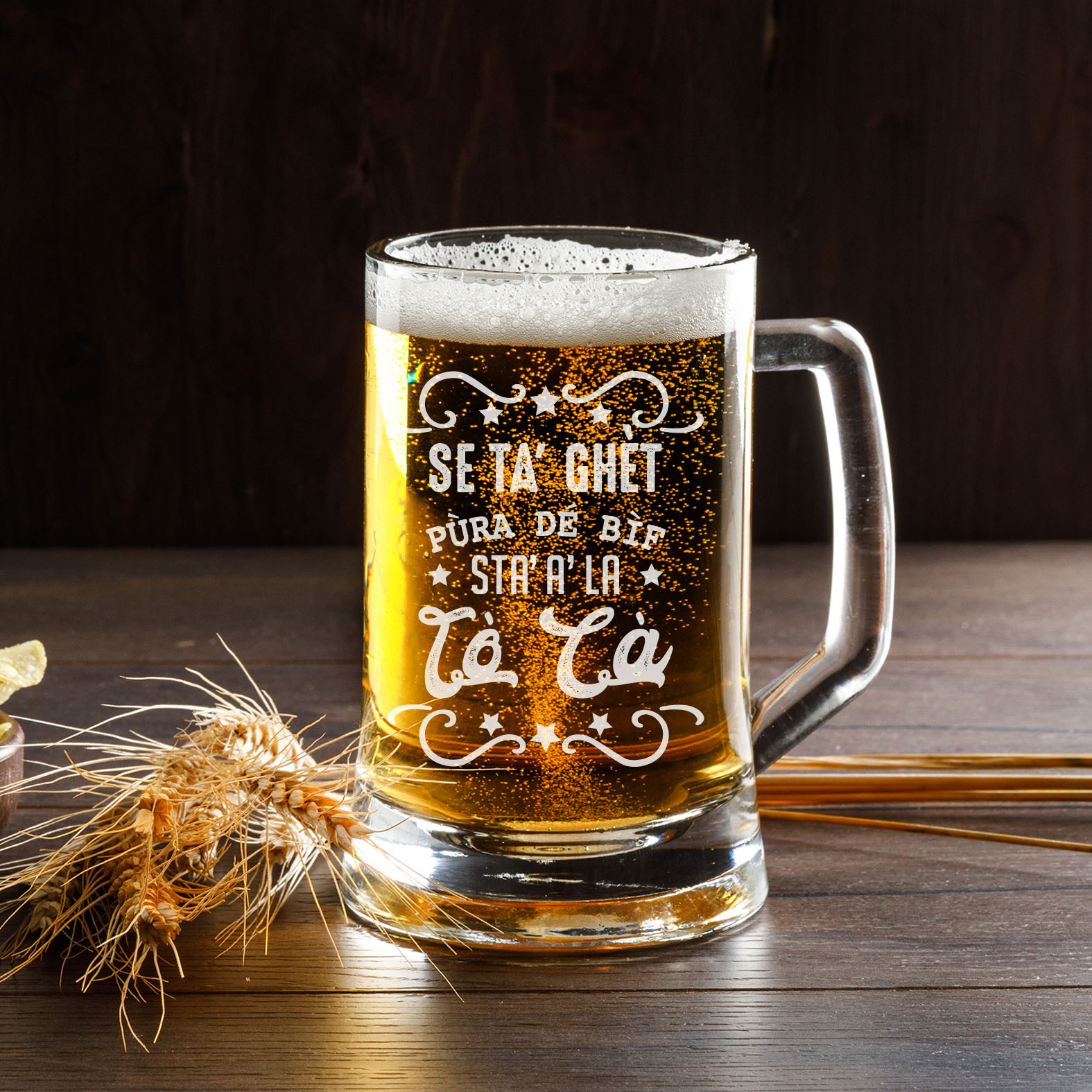 Boccale per la Birra con frase in Dialetto