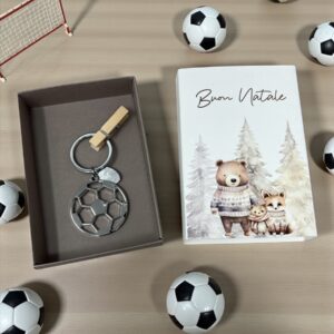 Portachiavi in acciaio Pallone da calcio con confezione regalo