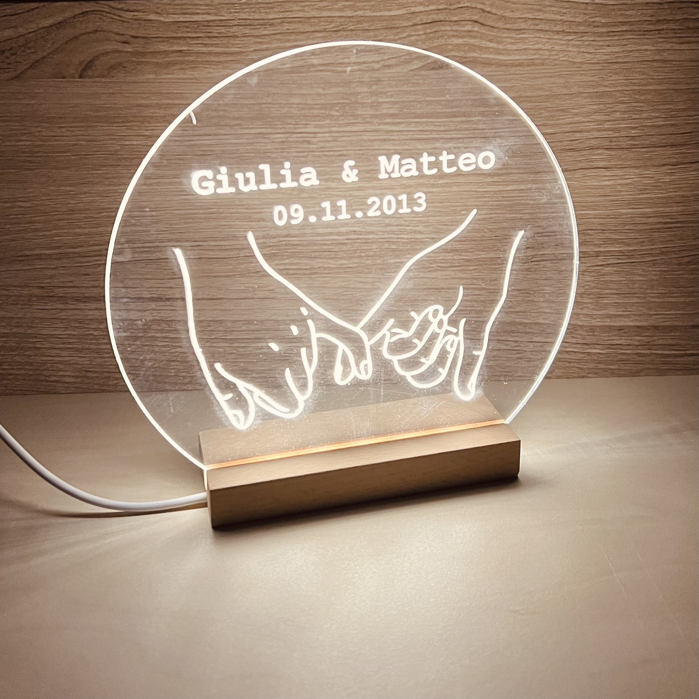 lampada personalizzata in legno Con Led , Offertissima Love San Valentino