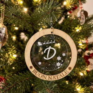 Palline di Natale in Legno Betulla con Iniziale