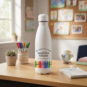 Borraccia personalizzata "Maestra" Pastelli