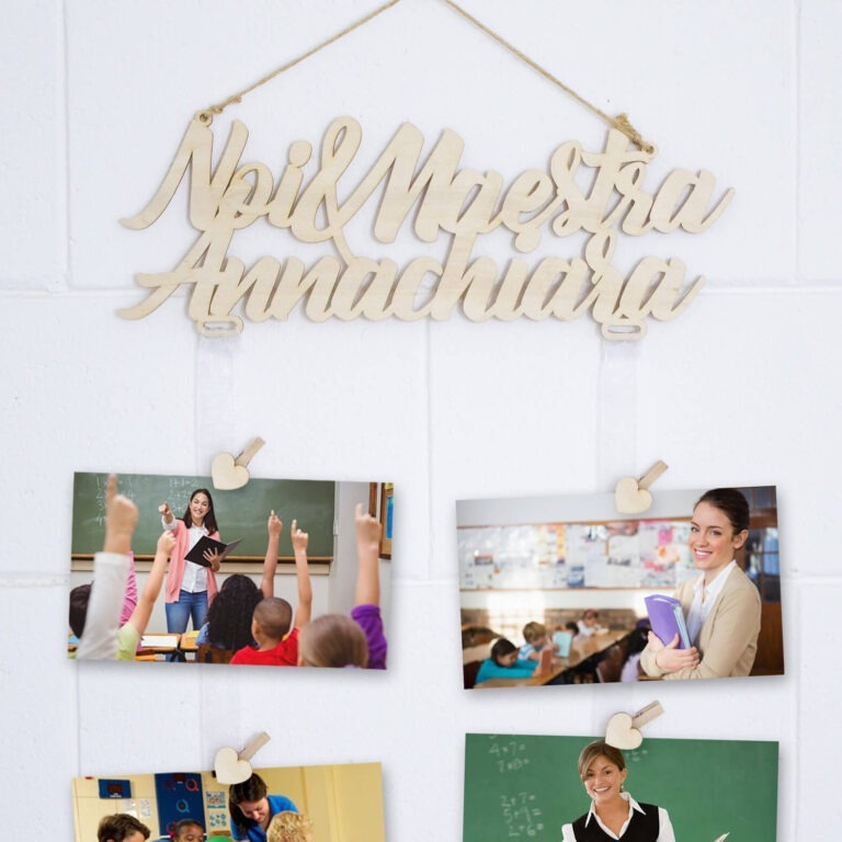Bpaper Guest Book Personalizzabile Grazie Maestra In Legno Di Betulla, 25 Fogli, 23x17 Cm, Copertina Intagliata, Made In Italy - 3