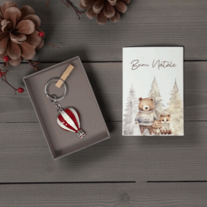 Portachiavi in acciaio Mongolfiera con confezione regalo