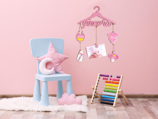 Babyapp Fiocco Nascita Bambina Colorato Personalizzabile - Idea Regalo Bambina