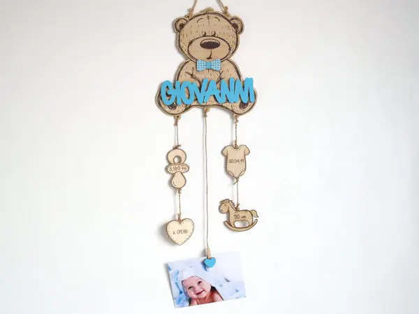 Bearapp Fiocco Nascita con Pendenti – Idea Regalo Bambino