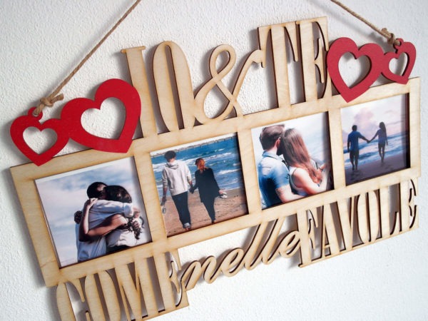 Portafoto IO&TE con Cornice in Legno Personalizzabile - Idea Regalo per Coppie o San Valentino