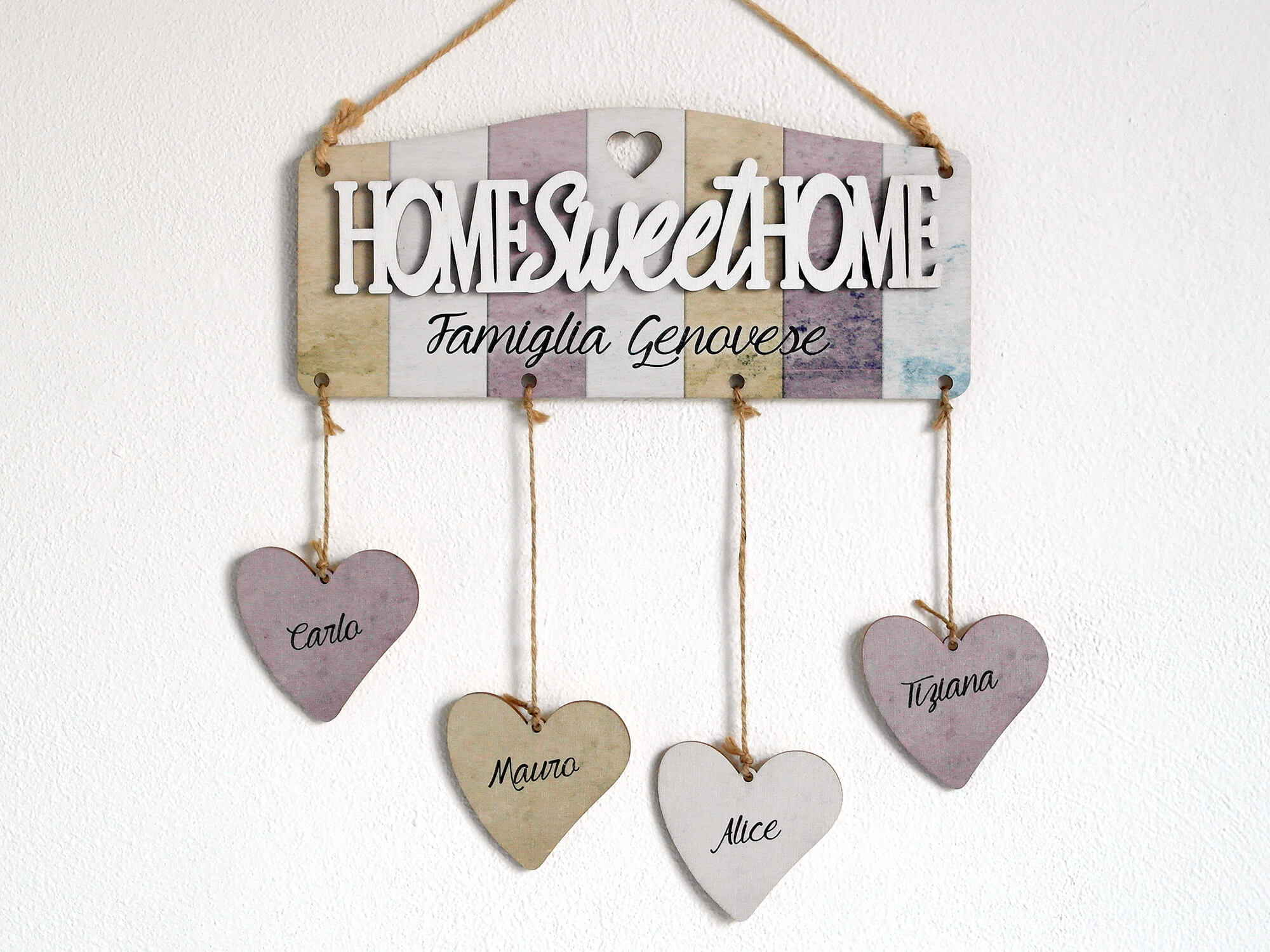 Shabby Targa Decorativa  HOME SWEET HOME  incisione del tuo nome IDEA REGALO