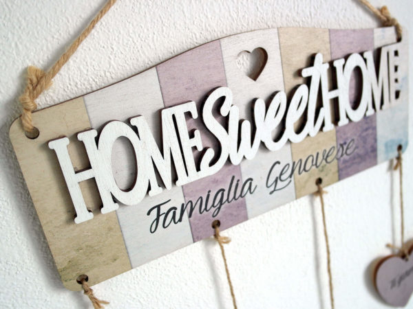 Targhetta in legno personalizzabile con scritta Home Sweet Home