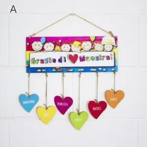targhetta per le maestre con cuori personalizzabili
